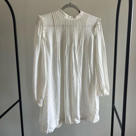 FREE PEOPLE | Linen Blend Clover Pintuck Linen Blend Tunic in White | Size S - Picture 4 of 11